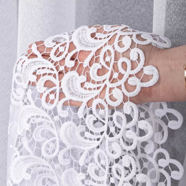 Firana gipiura 2 pasy - Szyta Na Wymiar - Krótka do parapetu - do salonu, pokoju, kuchni, bez prasowania - BOŻENA